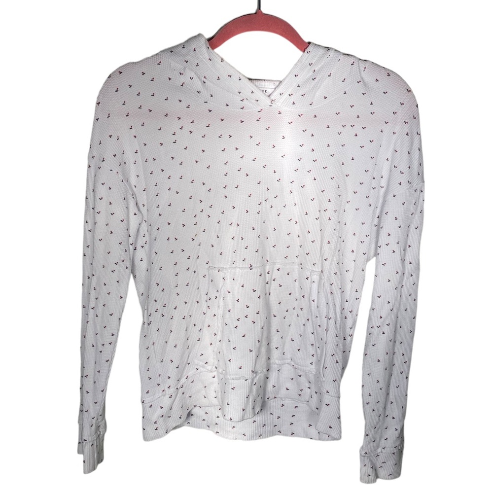 Stateside Hoodie White Waffle Fabric with Cherries